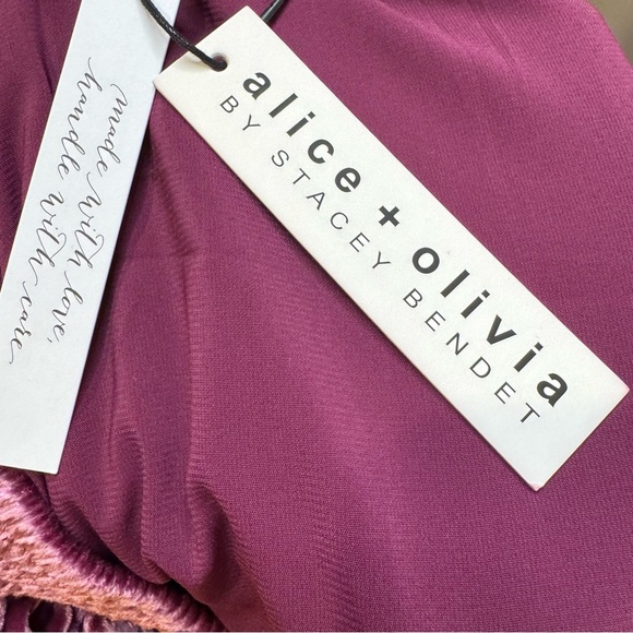 NWT Alice and Olivia Velvet Midi Skirt Boysenberry Size 8 B35 - Picture 6 of 10